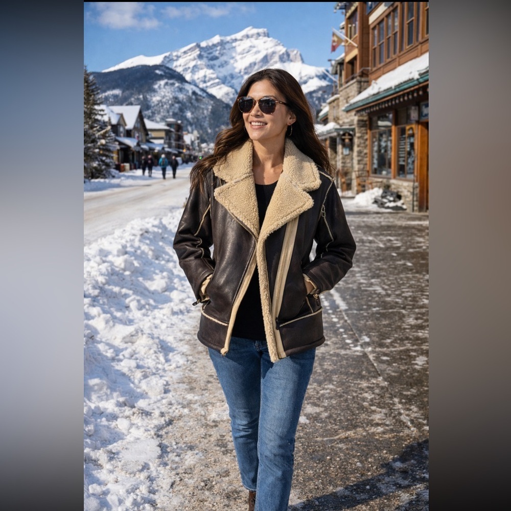 Anthropologie NWT Pilcro Faux-Leather Sherpa-Lined Jacket size XL.